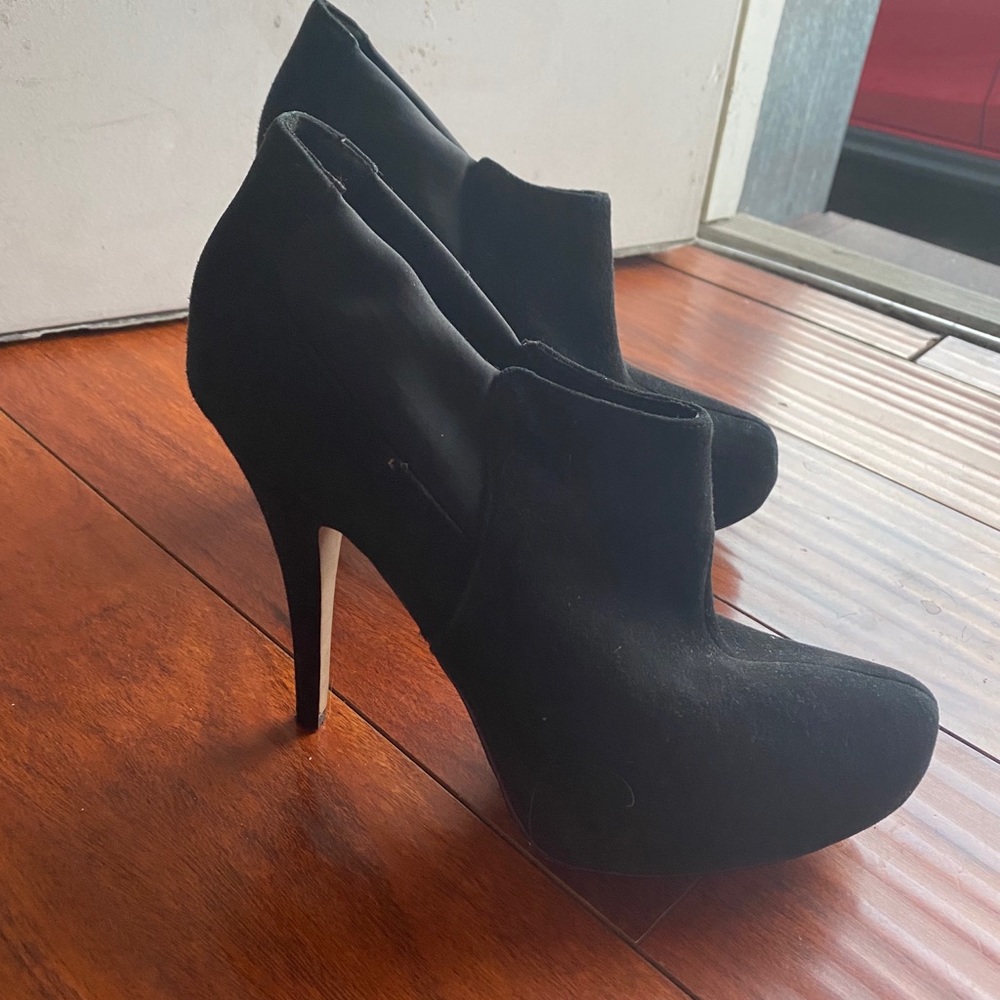 Black Suede Heeled Booties by Jessica Simpson